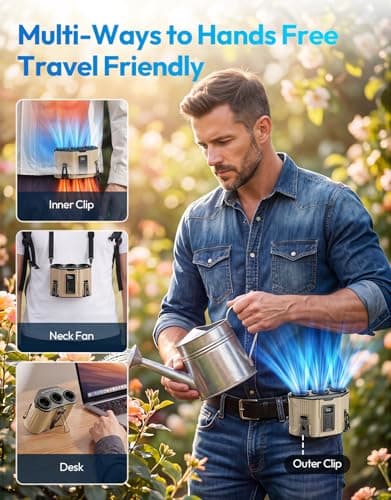 HRTISNW Portable Waist Fan, 12000mAh Rechargeable 3-Turbo Belt Fan - Thumbnail 6