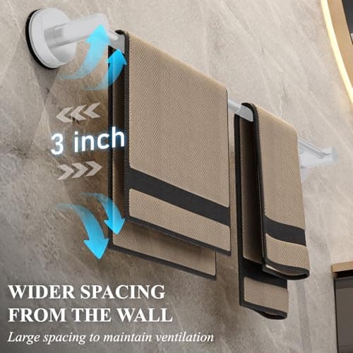 Towel Bar for Bathroom Wall,Adjustable 12~21 Inch Towel Racks for Bathroom Wall Mounted, Towel Holder for Glass Shower Door,Bathroom Accessories,Apparment Essentials,Home Decor-White - Thumbnail 3