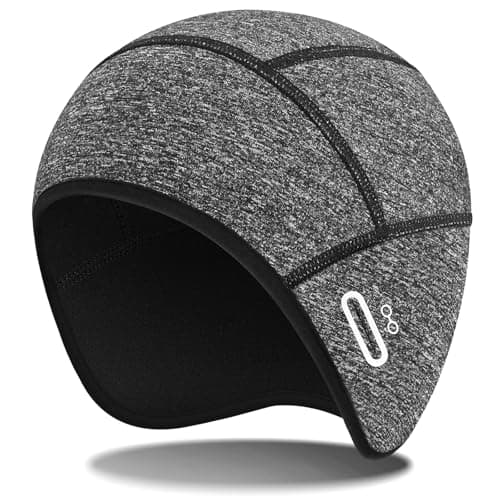 Bodvera Skull Cap Helmet Liner with Eyeglasses Holes,Ear Warm Cycling Cap,Thermal Head Cap for Men & Women in Winter. Grey