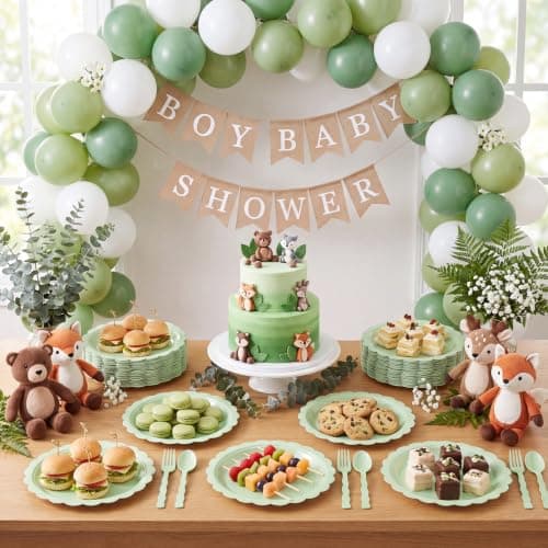NatNarr 30 Pcs Sage Green Paper Plates 9 Inch Disposable Scalloped Easter Plates Cute Dessert Cake Plate Party Dinner Plate for Baby Shower, Wedding, Bridal Shower - Thumbnail 6