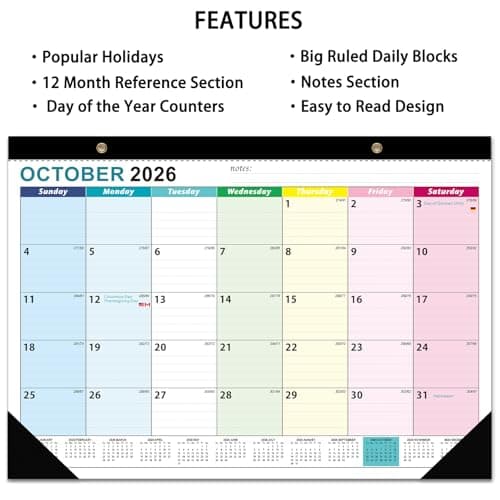 2026-2027 Desk Calendar - 18 Month Desk Calendar 2026-2027, Jan 2026 - Jun 2027, 17" x 12", Large Desk Calendar with Thick Paper, Large Blocks, Stickers, Home or Office Calendar for Easy Organizing - Thumbnail 4
