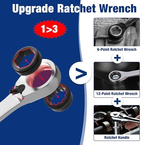 WORKPRO 7-Piece 3-in-1 Reversible Ratchet Wrench Set, Metric 8mm to 17mm, 6PT & 12PT & Open-End Wrenches, 72-Teeth Ratcheting Combination Wrench with Rolling Pouch - Thumbnail 3