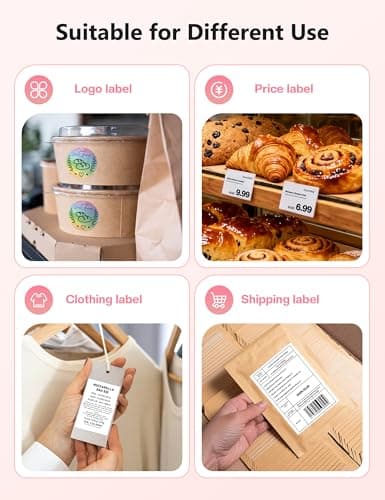 Phomemo Bluetooth Thermal Label Printer, 241BT 4X6 Wireless Shipping Label Printer for Small Business, Pink Labels Printers for Shipping Package, Compatible with iPhone, Android, Shopify, Amazon, USPS - Thumbnail 5