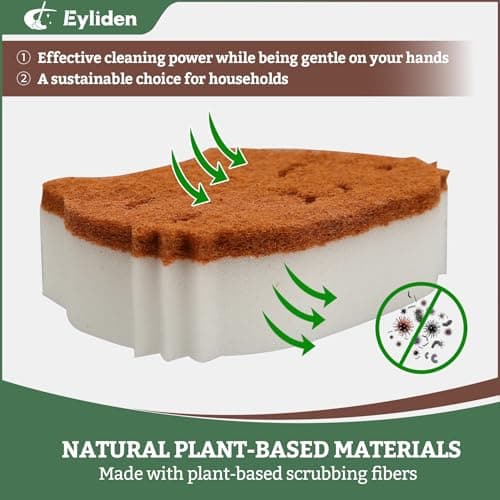 Eyliden Cat Scrub Sponges, 6 Pack | Dual-Sided Plant-Based Dish Sponges for Kitchen & Bathroom | Non-Scratch Cleaning for Dishes, Pots, Pans, Glassware - Thumbnail 5