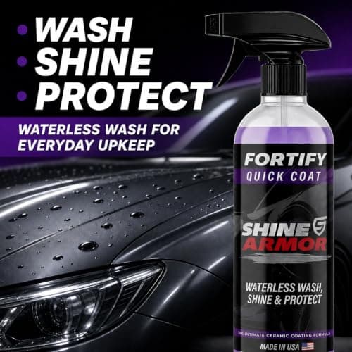 Car Wax Spray and Ceramic Coating for Cars - 3 in 1 Waterless Car Wash and Detailing - Quick Effect Coating Agent for Car - High Gloss Top Coat, Shiny Car Stuff by Shine Armor - Protective Wax 16FlOz - Thumbnail 2