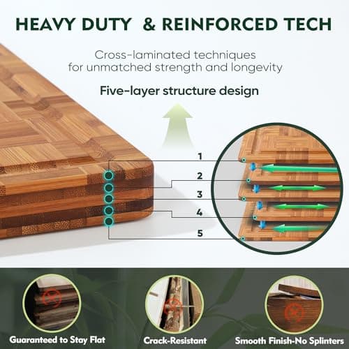 Heavy Duty Bamboo Cutting Board Set 3 Pack Non Toxic Charcuterie Board Book Wood Cutting Boards for Kitchen Solid End Grain Wood Chopping Board Large Butcher Block - Thumbnail 2