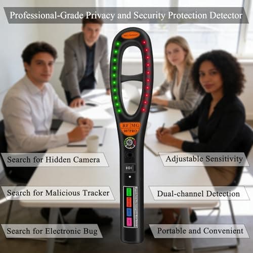 Hidden Camera Detector – Electronic Bug & GPS Tracker Finder, RF Signal Scanner, Portable Rechargeable Surveillance Detector for Home, Hotel, Car & Travel Security - Thumbnail 2