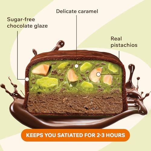 Fitness SHOCK Pistachio Chocolate Protein Bars - No Added Sugar, Low Calorie Low Carb Snack - 10g Protein, 0g Added Sugar, 180 Kcal, 15g Net Carbs, 8g Fat - 12 x 50g - Thumbnail 3