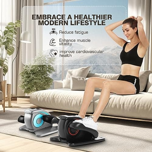 ANCHEER Under Desk Elliptical Machine - Quiet Pedal Exerciser for Seniors, Office & Home, Low-Impact Seated Leg Workout Equipment, Smart LCD Display, Remote Control(Gray) - Thumbnail 2