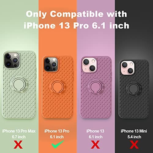 TISOOG Compatible with iPhone 13 Pro Case [Cute Dragon Scale Series] with Soft Anti-Scratch Microfiber Lining & Ring Kickstand,Silicone Full Body Protective Case for iPhone 13 Pro-Bright Orange - Thumbnail 6