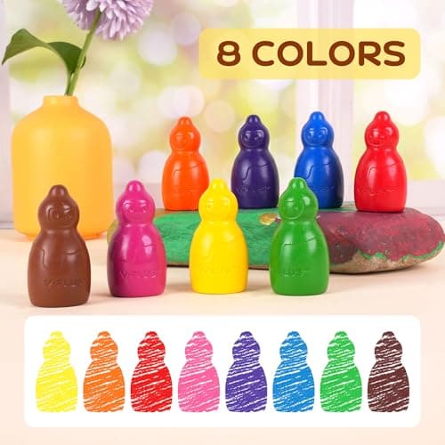 YPLUS Jumbo Crayons for Toddlers 1-3, 8 Colors Non-Toxic Washable Art Crayons for Kids, Easy-Grip Preschool Drawing Supplies for Kids Ages 1-4 (Ideal Gift) - Thumbnail 3