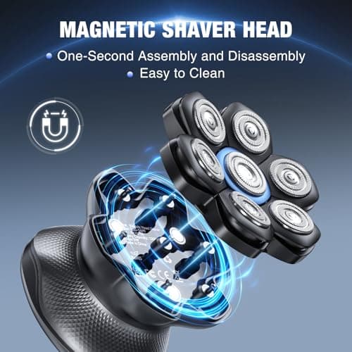 7D Head Shavers for Bald Men - 2026 New Dual Speed Electric Shaver, Bald Head Shaver with Magnetic Shaver Head IPX6 Waterproof Wet/Dry Use Shaving Balding Clipper LED Display Cordless Head Razor Gray - Thumbnail 3