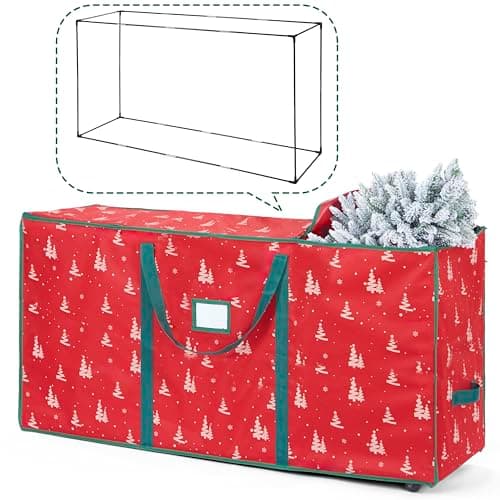 ELONG HOME Christmas Tree Storage Bag for 9ft Tree, Deluxe Rolling Moving Bags with Wheels and Heavy-Duty Zippers，Padded Design with Secure Fastening Straps
