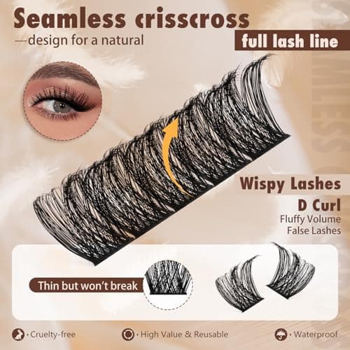 JMS&JMS Lash Clusters Kit Lash Extension Kit with Lash Bond and Seal Eyelash Applictor Lash Extension Kit for Beginner (MISS BELLA-8-18mix) - Thumbnail 2
