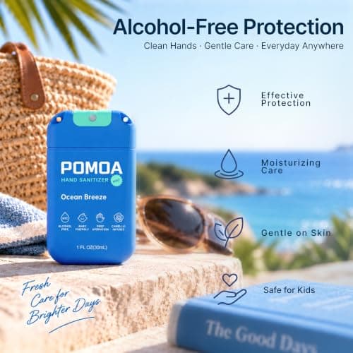 POMOA Alcohol Free Hand Sanitizer Spray, Non Irritating, Hydrating and Non Greasy, Gentle Fine Mist, Travel-Friendly Pocket Size 1 Fl Oz (Pack of 3), Fresh Care - Thumbnail 5