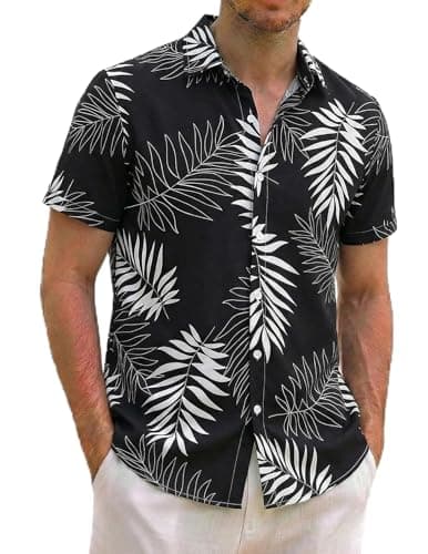 Clothes Mens Beach Shirts Mens Hawaiian Tropical Floral Casual Shirts Slim Fit Vacation Outfits - Image 1
