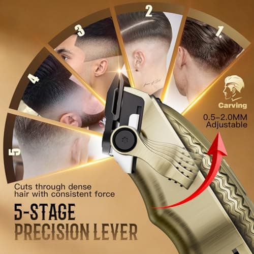 QQTIN Hair Clippers for Men Professional, Cordless Clippers and Trimmers Set for Hair Cutting, 8500RPM Rechargable Electric Hair Trimmer for Self-Haircut and Family Use (Bronze) - Thumbnail 3
