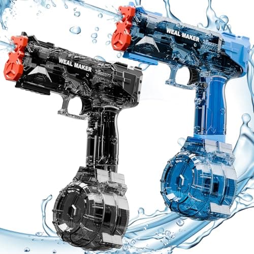 2P Electric Water Gun with Orange Tip,Transparent Automatic Squirt Guns High Powered IP67 Waterproof, Bodinator Classic Water Pistol Summer Pool Toys for Kid/Aldult (Black+Blue