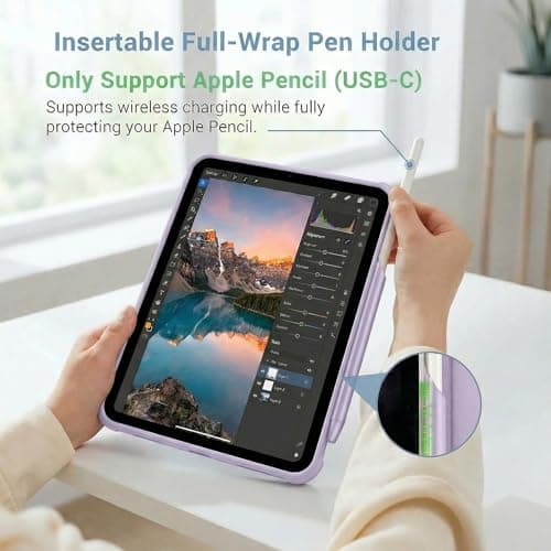 Mouncolor Case for iPad (A16) 11th Generation 11 Inch 2025, iPad 10th Generation Case 10.9 Inch 2022 with Pencil Holder, 3+Y Fold Magnetic Protective Stand Cover (Purple) - Thumbnail 4
