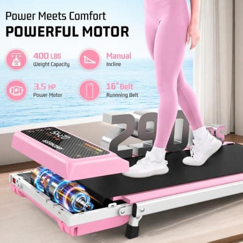 FUNMILY Foldable Walking Pad with Handle Bar, 4 in 1 Under Desk Treadmill with Incline, 2025 Upgraded Smart Folding Treadmill for Home/Office, 300 lbs Weight Capacity, Ultra-Quiet - Thumbnail 6