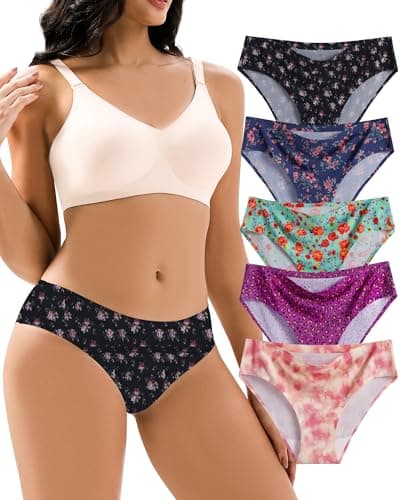 Jaywan Women's Seamless Underwear for Women 5-Pack No Show Panties for Women, Breathable Bikini Underwear for Everyday Wear