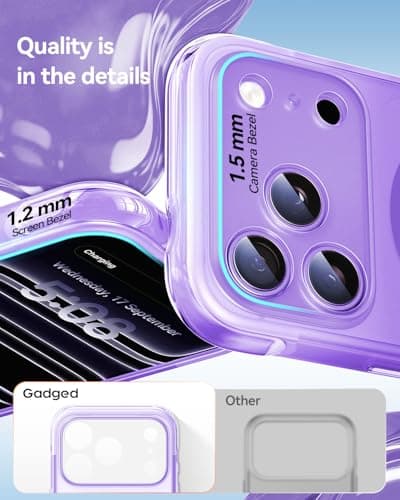Gadged GPro Air for iPhone 17 Pro Max Case with Screen Protector, [Full Camera Protection] Fit for MagSafe, Mil-Grade Drop Tested, Shockproof Matte Cover for iPhone 17 Pro Max Phone Case 6.9'' Purple - Thumbnail 6