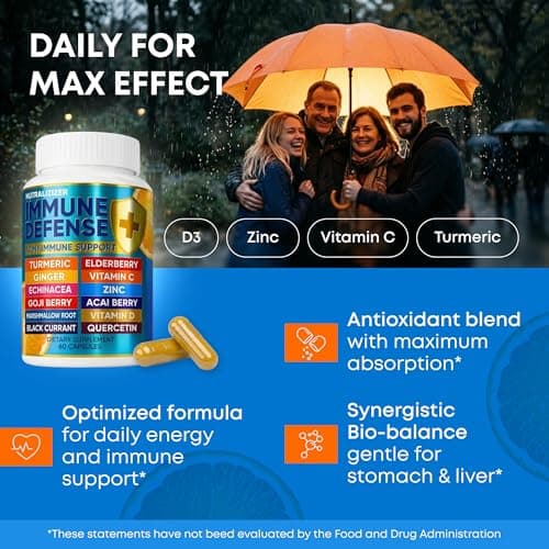 12 in 1 Immune Support Supplement - Immune Defense Vitamins w/VIT D3, Vitamin С, Zinс, Echinacea, Elderberry, Ginger &More - Natural Immunity System Booster - Immune & Muscle Health 120cs - Thumbnail 6