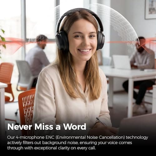 havit Noise Cancelling Headphones Over Ear, Wireless Bluetooth Headphones with 132H Playtime, Fast Charge 5 Min=5H, Foldable, Dual Device, with Mic for Travel Work Office, Black - Thumbnail 6