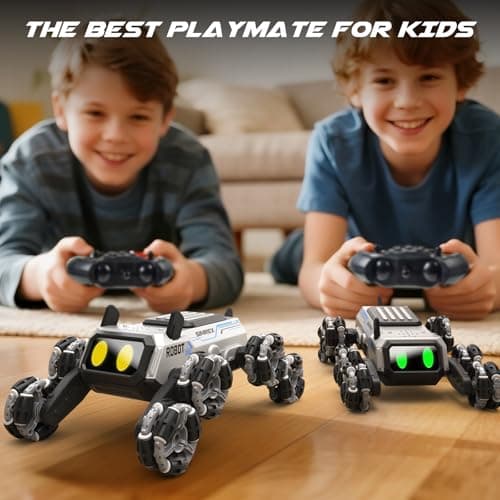 SIMREX Robot Dog RC Stunt Car Toys - Gesture Sensing Remote Control car with Mecanum Wheels, LED Eyes, 3 Sound Effects, Birthday Gift for Kids Boys Girls - Thumbnail 6
