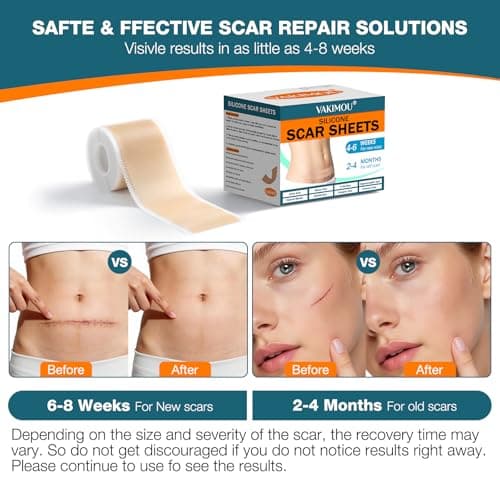 Silicone Scar Sheets,Silicone Scar Tape, Professional Scar Removal, Silicone Scar strips for Surgical scars tape, C-Section,Tummy Tuck (1.6x11859''Roll-3.0M) Keloid bump removal - Thumbnail 5
