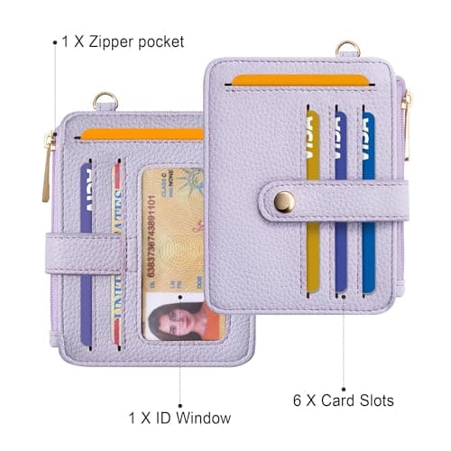 Airkit Wristlet Wallets for Women, Keychain RFID Blocking Credit Card Holder, Small Girly Wallet with Bracelet, Silicone Beaded Tassel Key Ring Card Holder, Purple - Thumbnail 2