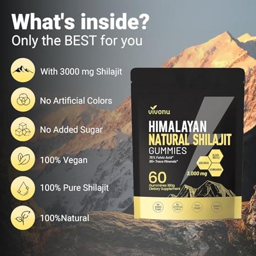 Himalayan9 Shilajit Gummies with Ashwagandha & Gokshura | 85+ Trace Minerals & Fulvic Acid | Organic, Non-GMO Micronutrient Supplement for Men & Women | 100% Pure & Natural - Thumbnail 2