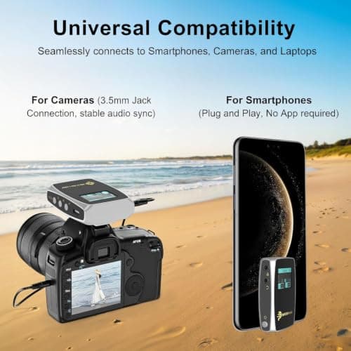 Wireless Lavalier Microphones for phones Cameras, Mini Mic Lapel Wireless Microphone with 20H Battery Life, 64GB TFcard Slot, DSP Noise Cancelling for Record Interview, Vlogs, YouTube, Tiktok (WE10) - Thumbnail 5