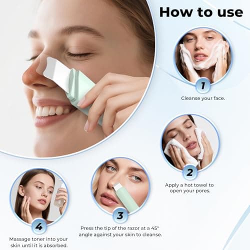 Blackhead Remover Tool for Nose Pore,Dual-Head Face Scraper & Pore Cleaner for Deep Facial Cleansing, U Shaped & Circular Widened Head Skin Care Tool for Men and Women (Green) - Thumbnail 6