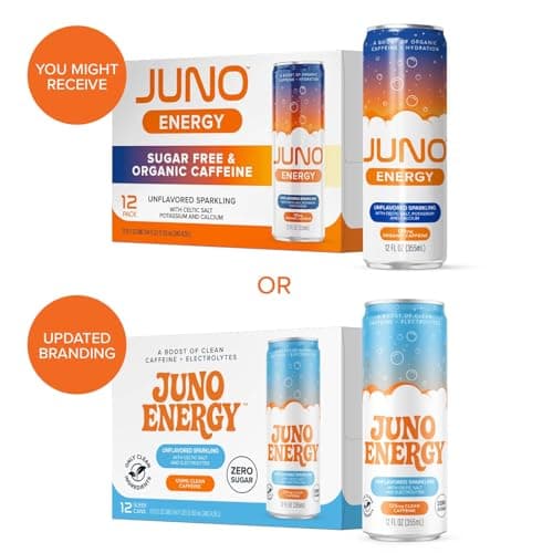 JUNO ENERGY Unflavored Sparkling Energy Drink - Sugar Free, 125mg Organic Caffeine from Green Coffee Beans with Celtic Salt, Potassium & Calcium for Hydration & Energy - 12 Pack - Thumbnail 3