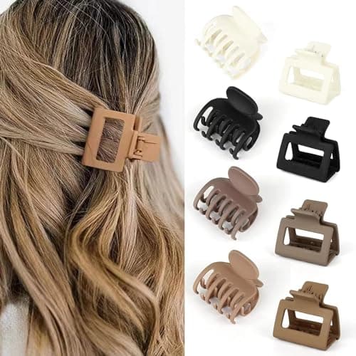 HFLYJPYW 8 Pack Small Claw Clips for Women Girls Double Row Teeth Medium Hair Clips Matte Claw Clips for Thin Hair No Slip Hair Clips for Short Hair Accessories (Dark Series) - Image 1