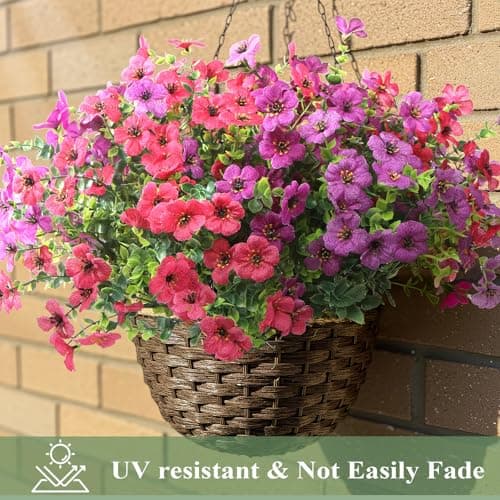 LUOAIYI Artificial Flowers for Outdoors 12 Bundles, UV Resistant Colorful Fake Silk Flower Outdoor Planter Garden Decor Indoor Decorations - Thumbnail 2