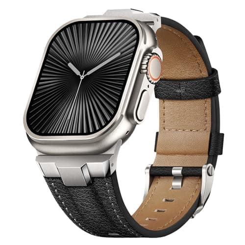 Suitisbest Leather Bands Compatible for Apple Watch Ultra Band 49mm 46mm 45mm 44mm 42mm, Genuine Leather Replacement Strap for iWatch Series 11 10 9 8 7 6 5 4 3 2 1, SE 3 2 1, Ultra 3 2 1
