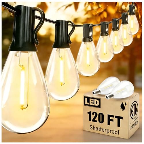 REEMEER 120FT Outdoor String Lights, Ultra Long Waterproof 30+2 Shatterproof Bulbs Led Outside Patio Lights for Porch Deck Garden Backyard Balcony Wedding Party Decor - Image 1