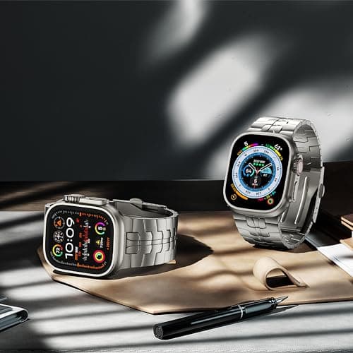 LULULOOK Grade 2 Pure Titanium Ultra 3 Band, Men's Lightweight Titanium Metal Band for Apple Watch Ultra 3/Ultra 2 / Ultra 49mm with Foldable Clasp - Thumbnail 3