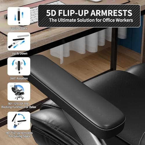 CoziCradle Big and Tall Office Chair with 5D Arms, 600lbs Fabric & PU Leather Heavy Duty Desk Chair, Adjustable Lumbar Support & Height, Tilt Function, High Back Ergonomic Executive Computer Chair - Thumbnail 6