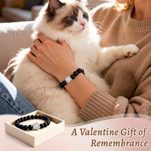 COSOWO Dog Memorial Bracelet – Adjustable Pet Keepsake with Paw & Heart Charm, Sympathy & Remembrance Gift for Dog Loss, Cat & Pet Bereavement, Glossy - Thumbnail 6