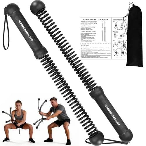 Power GUIDENCE 2PCS Weighted Ropeless Battle Ropes, Portable Cordless Battle Rope with Non-Slip Handles, Workout Exercise Rope for HIIT, Cardio & Strength，Black