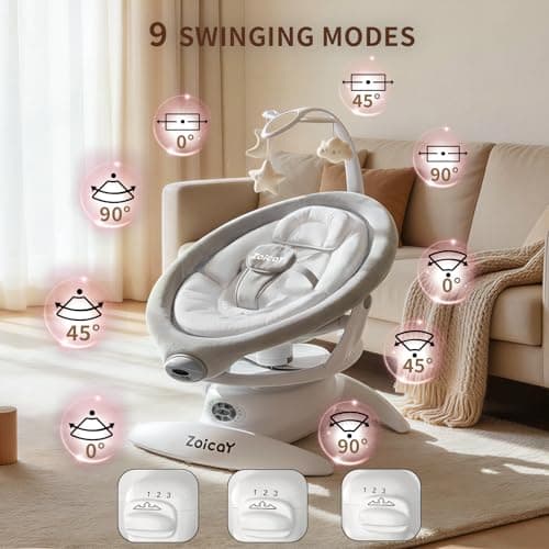 Baby Swing, 3-in-1 Baby Swings for Infants with Motion Detection & Vibration Soother, 360° Rotating Electric Baby Swings with 5 Speeds & 3 Swing Modes, Infant Swing for Baby with 12 Preset Melodies - Thumbnail 4