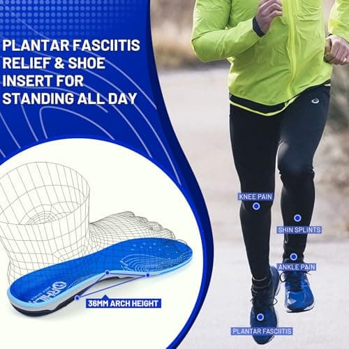 ORHILYA 240lbs+ Plantar Fasciitis Pain Relief Insole Men Arch Support Orthotic Insert Men Women,Comfort Heel Pain Flat Feet Work Boot Shoes Insole Standing All Day Size 12, 305MM - Thumbnail 3
