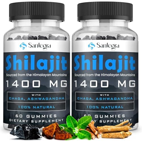 Organic Shilajit Gummies 1400mg, Shilajit for Men & Women, Sugar-Free, Energy, Focus and Immune, 85+ Trace Minerals & Fulvic Acid, 100% Natural, Vegan, 120 Count - Image 1