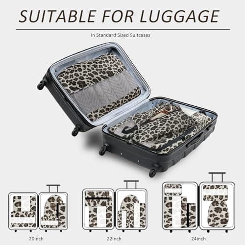 U+U 5 Set Packing Cubes for Travel Essentials Ultralight Luggage Packing Organizers with Laundry Bag and Shoe Bag for Vacation, Business Trip and Camping (Leopard) - Thumbnail 5