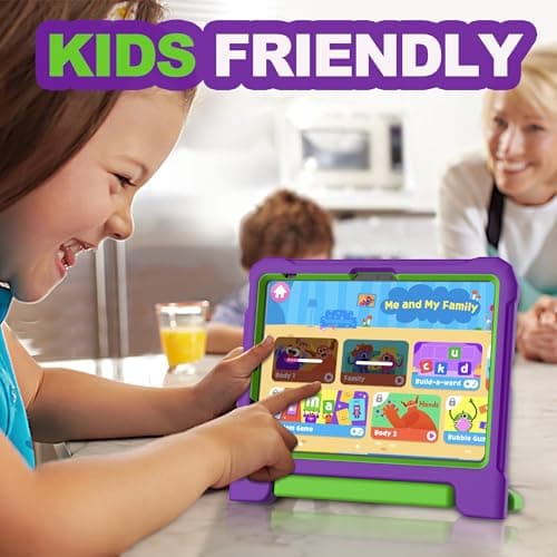 YIHE Kids Case for iPad (A16) 11th Generation 11 Inch 2025 & iPad 10th Generation 10.9 inch 2022, with Built-in Screen Protector and Handle Stand, Full Body Shockproof Protective Cover, PurpleGreen - Thumbnail 4