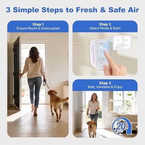 Morrerfresh Cat Litter Deodorizer & Pet Odor Eliminator for Home, Ozone Air Purifier Plug in for Strong Dog Poof, Litter Box Deodorizer with 5 Mode for Smoke, Wardrobe, Garage, Car - Thumbnail 6
