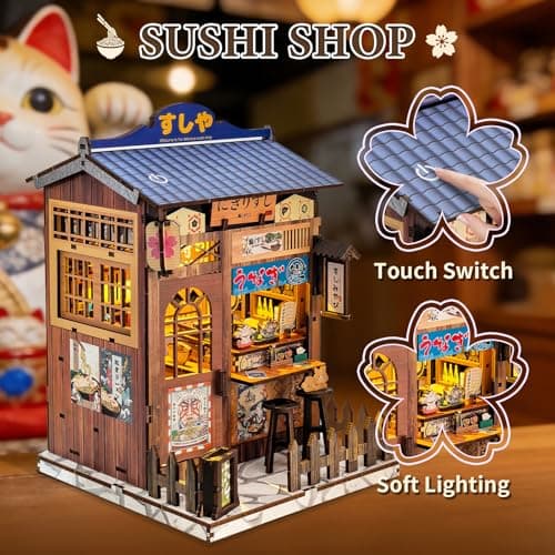 DIY Miniature House Kit, Book Nook Kit Mini Japanese House Bookshelf Decor, Tiny Dollhouse Building Kit for Adults & Teens, Gifts for Family, Friends - Thumbnail 2